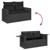 vidaXL Garden Sofa Set Black PE rattan Large Adjustable Armrests