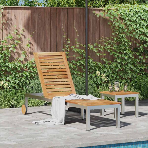 vidaXL Sun Lounger Brown 81.50 x 22.83 x 13.78 in Solid Acacia wood