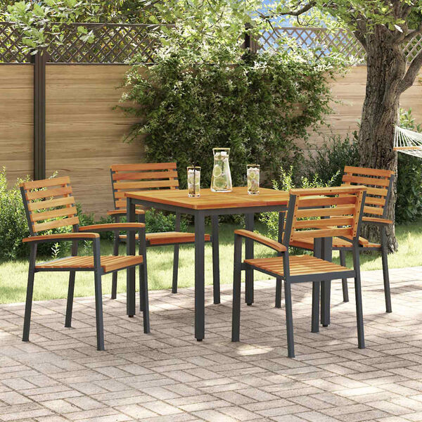 vidaXL Garden Dining Set 5 pcs Black Solid Acacia Wood
