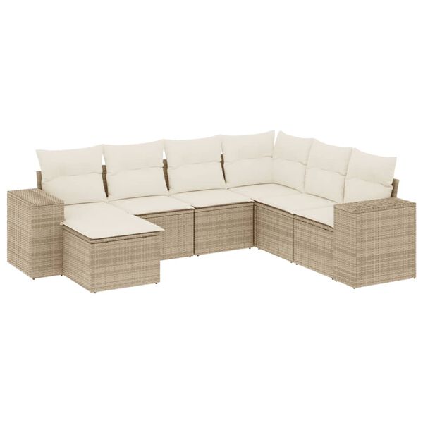 vidaXL Garden Sofa Set Beige PE rattan, powder-coated steel Large