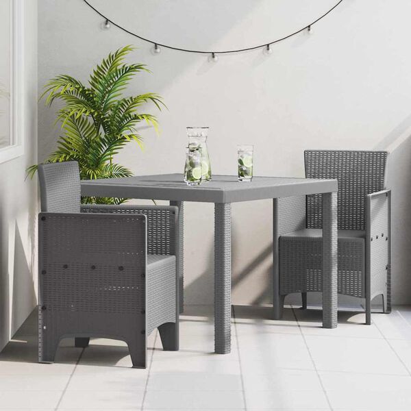 vidaXL Garden Dining Set 3 pcs Light Grey Polt rattan