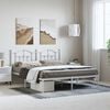 vidaXL Bed Frame White Powder-Coated Steel Double Bed Bed Frame