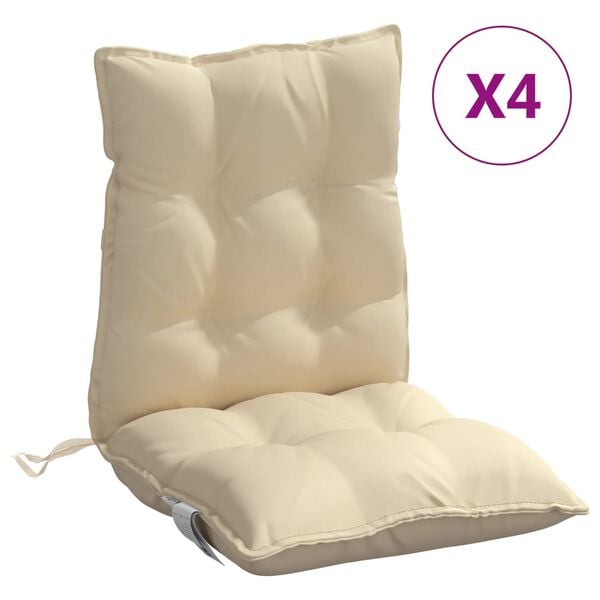 vidaXL Lowback Chair Cushion Set of 4 Beige Oxford fabric (100% polyester)