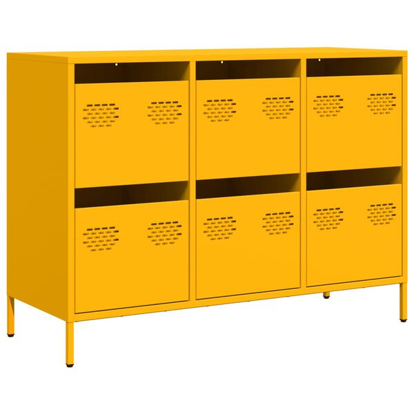 vidaXL Sideboard Mustard Yellow Cold-rolled Steel Large Buffet Cabinet