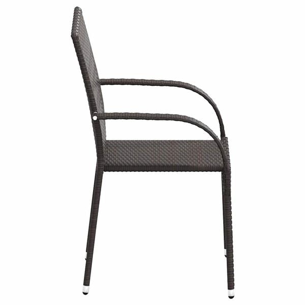 vidaXL Dining Chair Set of 4 Brown PE rattan, powder-coated steel