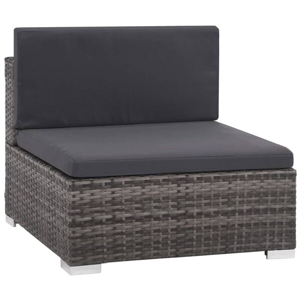 vidaXL Rattan Sofa Set Grey rattan PE (polyethylene) rattan Large