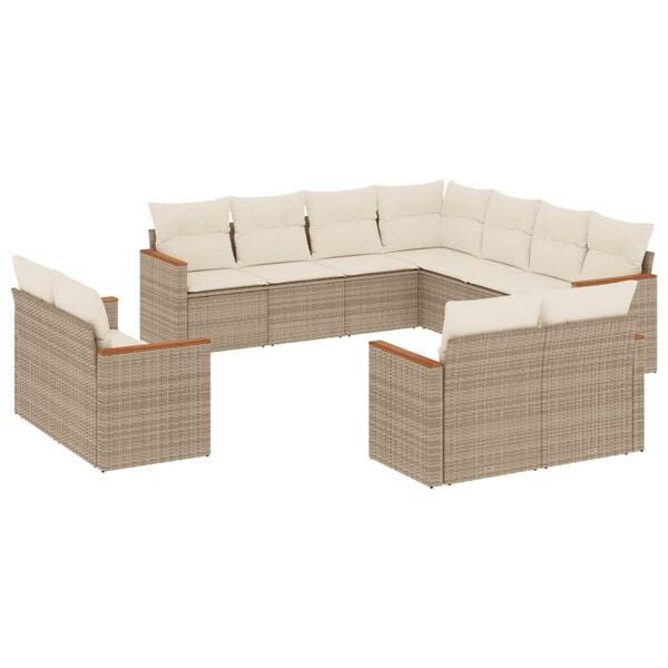 vidaXL Garden Sofa Set Beige PE rattan Large Modular Garden Sofa Set