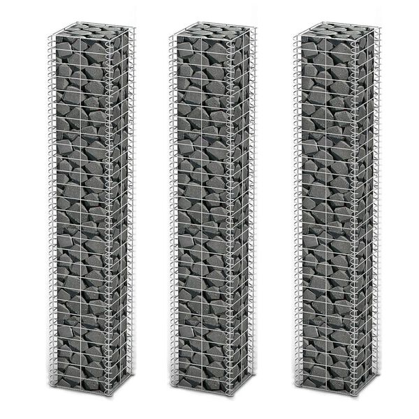 vidaXL Gabion Set 3 pcs Galvanized Wire 9.8"x9.8"x59"