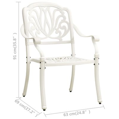 vidaXL 3 Piece Bistro Set Cast Aluminum White