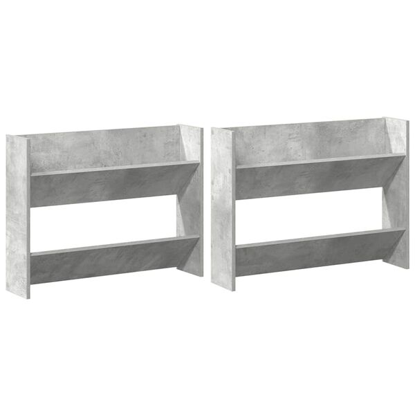 vidaXL Wall Shoe Cabinets 2 pcs Concrete Gray 31.5"x7.1"x23.6" Engineered Wood