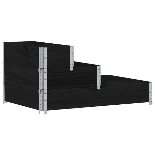 vidaXL Raised Bed Black Solid pine wood 47.2 x 31.5 x 23.8 in Stackable