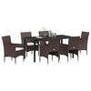 vidaXL Garden Dining Set with Cushion 7 pcs Brown Poly Rattan