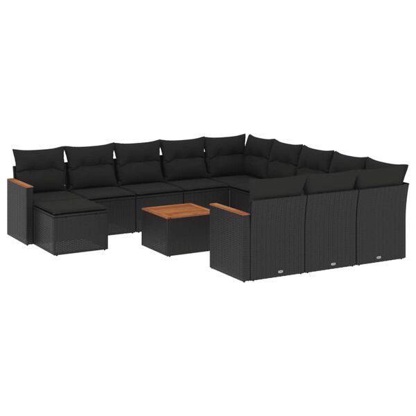 vidaXL Garden Sofa Set Black