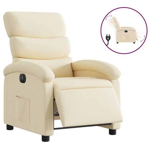 vidaXL Electric Recliner Chair Cream Fabric (100% polyester), metal, plywood