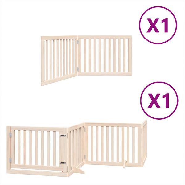 vidaXL Dog Gate Set of 6 Natural Poplar wood 6 panels Foldable