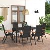 vidaXL Dining Set Black and Brown WPC, Aluminum, PE Rattan 7 Piece Set