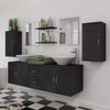 vidaXL Bathroom Cabinet Black Engineered wood and ceramic Large
