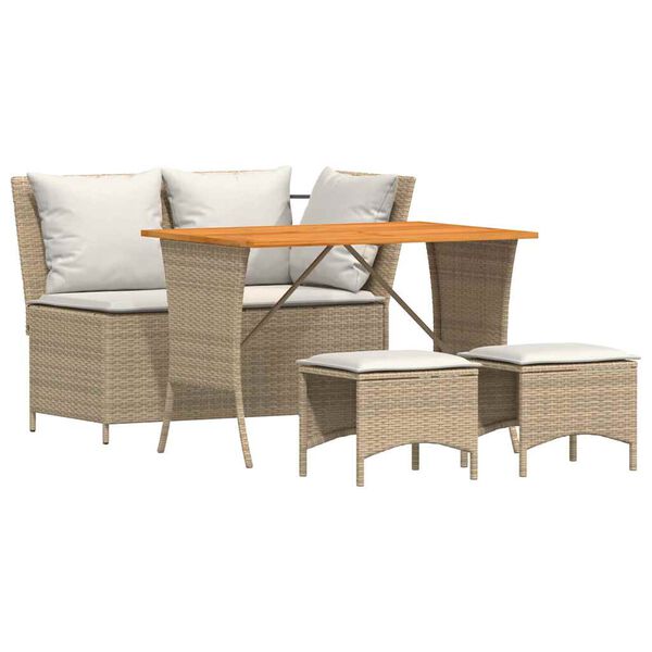 vidaXL 4 Piece Patio Dining Set with Cushions Beige Poly Rattan