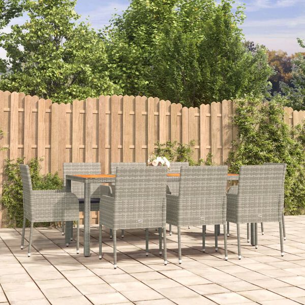 vidaXL Garden Dining Set Grey PE rattan Modular Garden Dining Set