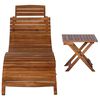 vidaXL Sunlounger With Table Brown Solid Acacia wood Medium Foldable