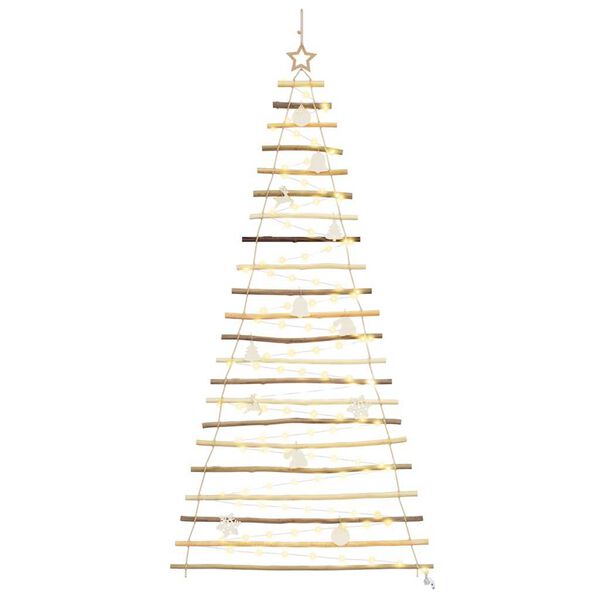 vidaXL Christmas Tree with 130 LEDs Natural 82.7" Solid Ash wood
