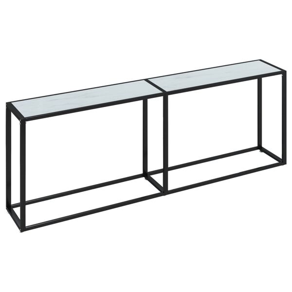 vidaXL Console Table White marble Tempered glass, powder-coated steel
