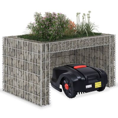 vidaXL Lawn Mower Garage with Raised Bed 43.3"x31.5"x23.6" Steel Wire