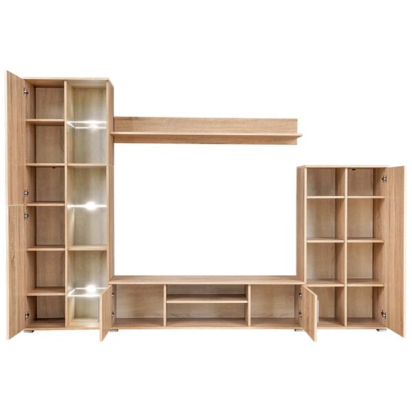 vidaXL TV Wall Unit Sonoma oak Engineered wood, Metal Large TV Wall Unit