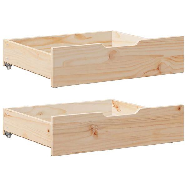 vidaXL Under-bed Drawer Natural Pine Solid pine wood (untreated)