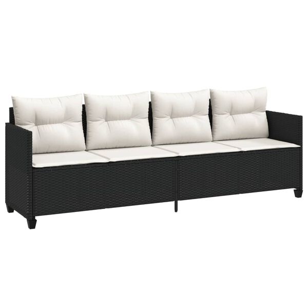 vidaXL Garden Sofa Set Black PE rattan, powder-coated steel, 100% polyester