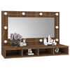 vidaXL Mirror Cabinet Brown Oak Engineered wood, acrylic 35.4x12.4x24.4 in