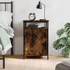 vidaXL Bedside Cabinet Smoked Oak Engineered Wood, Iron Compact