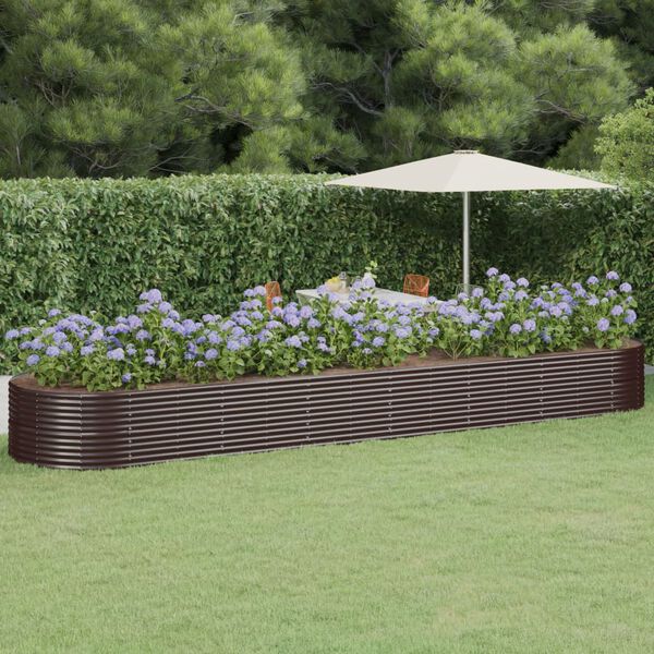 vidaXL Garden Raised Bed Brown Powder-coated steel Large Durable