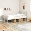 vidaXL Bed Frame White Powder-Coated Steel Small Double Bed Frame