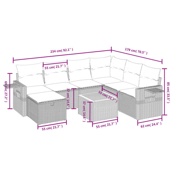 vidaXL Garden Sofa Set Beige PE rattan Modular Garden Sofa Set
