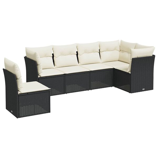 vidaXL Garden Sofa Set Black PE Rattan 5-Seater Sofa Modular