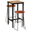 vidaXL Bar Set Brown Solid mango wood, metal, artificial leather Medium