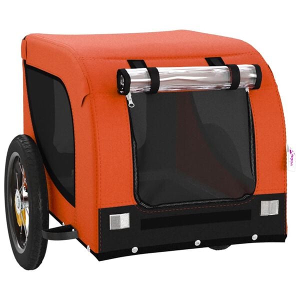 vidaXL Pet Bike Trailer Orange and Black Oxford Fabric Medium