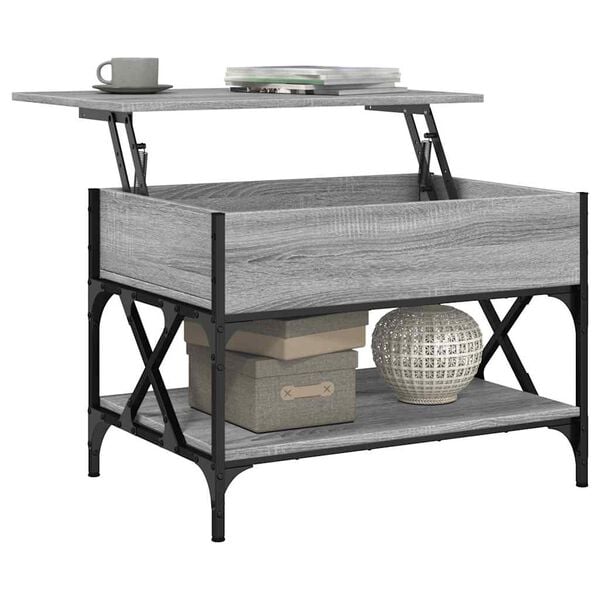 vidaXL Coffee Table Grey Sonoma Engineered wood, Metal Medium