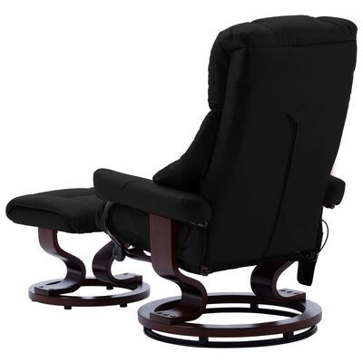 vidaXL Massage Recliner with Ottoman Black Faux Leather and Bentwood