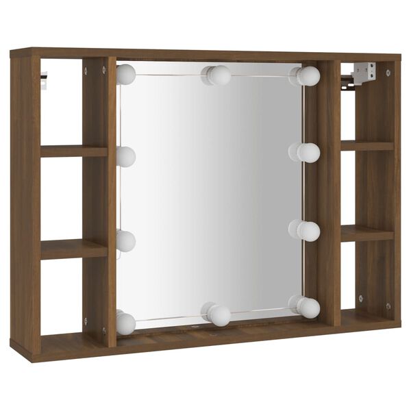 vidaXL Mirror Cabinet Brown Oak Engineered Wood, Acrylic Standard