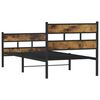 vidaXL Bed Frame Black, Smoked Oak Iron, Engineered Wood Single