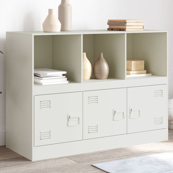 vidaXL Sideboard White Cold-rolled Steel Medium Modern Cabinet