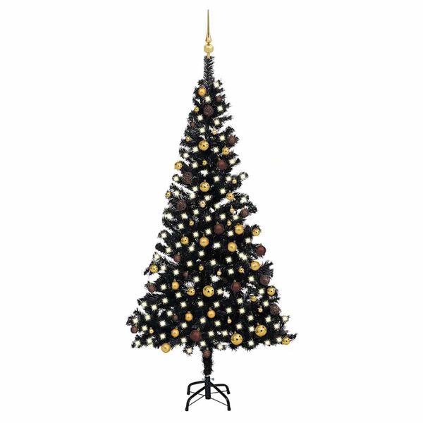 vidaXL Artificial Pre-lit Christmas Tree with Ball Set Black 82.7" PVC