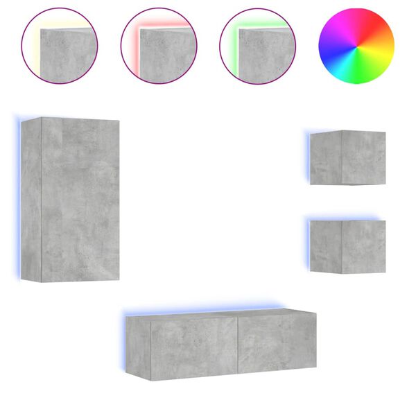 vidaXL TV Wall Cabinet Concrete Grey Engineered Wood Medium