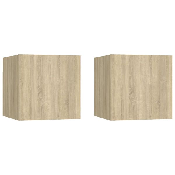 vidaXL Bedside Cabinet Set of 2 Sonoma oak Engineered wood Small