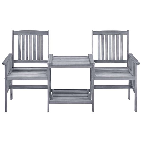 vidaXL Patio Chairs with Tea Table and Cushions Solid Acacia Wood (311884+314056)