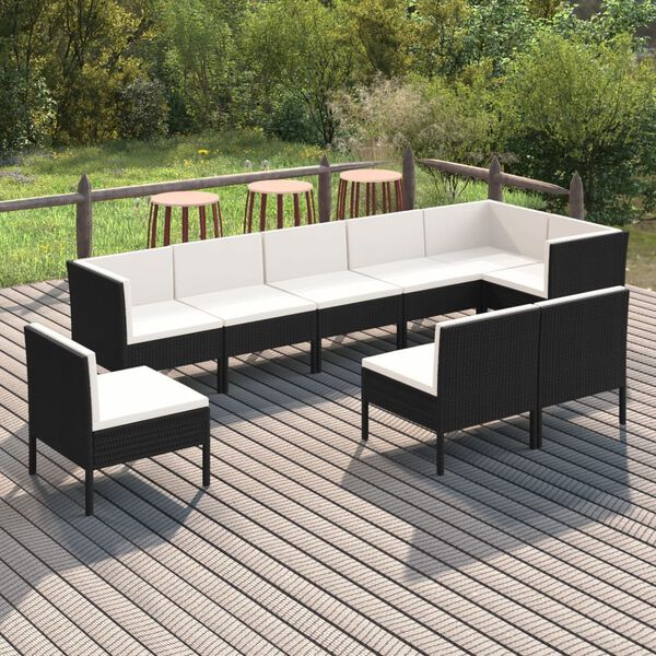 vidaXL Garden Lounge Set Black, Cream White