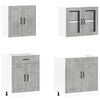 vidaXL Kitchen Cabinet Set Concrete Grey Engineered Wood and Glass