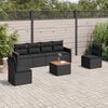 vidaXL Garden Sofa Set Black Poly Rattan Standard Adjustable Armrests
